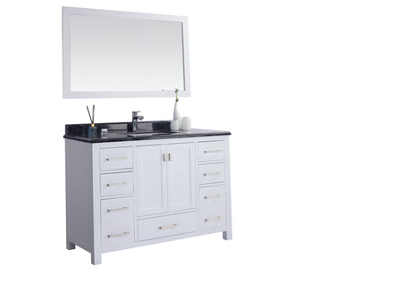 Wilson 48" White Bathroom Vanity with Black Wood Marble Countertop Laviva 313ANG-48W-BW