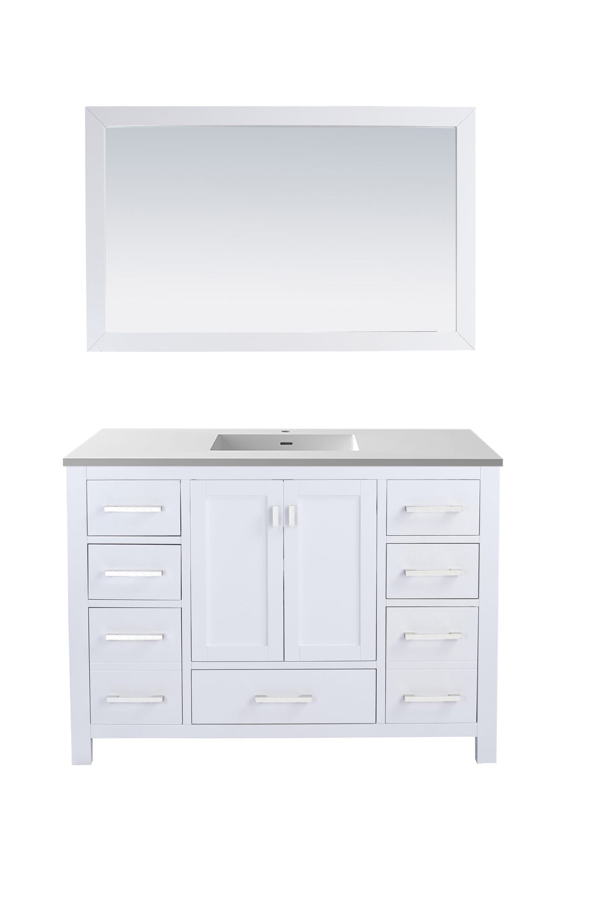 Wilson 48" White Bathroom Vanity with Matte White VIVA Stone Solid Surface Countertop Laviva 313ANG-48W-MW