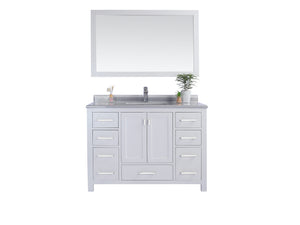 Wilson 48" White Bathroom Vanity with White Stripes Marble Countertop Laviva 313ANG-48W-WS