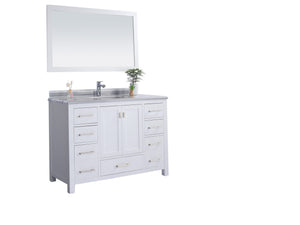 Wilson 48" White Bathroom Vanity with White Stripes Marble Countertop Laviva 313ANG-48W-WS