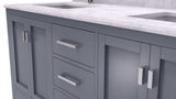 Wilson 60" Grey Double Sink Bathroom Vanity with White Carrara Marble Countertop Laviva 313ANG-60G-WC