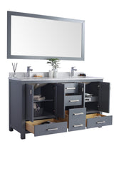 Wilson 60" Grey Double Sink Bathroom Vanity with White Carrara Marble Countertop Laviva 313ANG-60G-WC