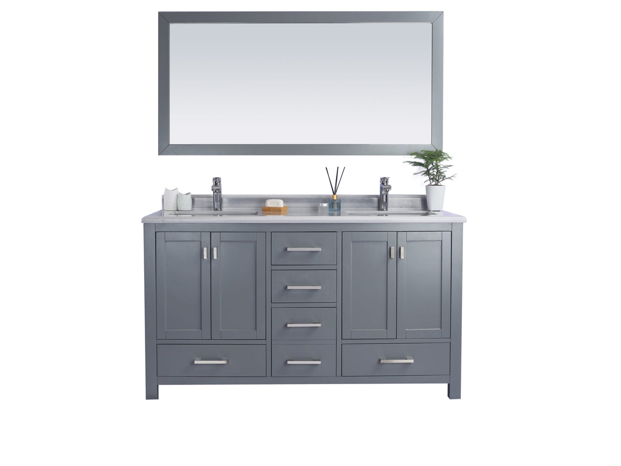 Wilson 60" Grey Double Sink Bathroom Vanity with White Stripes Marble Countertop Laviva 313ANG-60G-WS