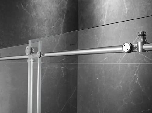 Frameless Sliding Shower Door, 76-in. x 60-in. Glass Shower Door, Shower Glass Door with Clear Tempered Glass in Chrome Finish