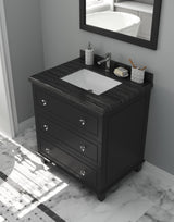 Luna 30" Espresso Bathroom Vanity with Black Wood Marble Countertop Laviva 313DVN-30E-BW