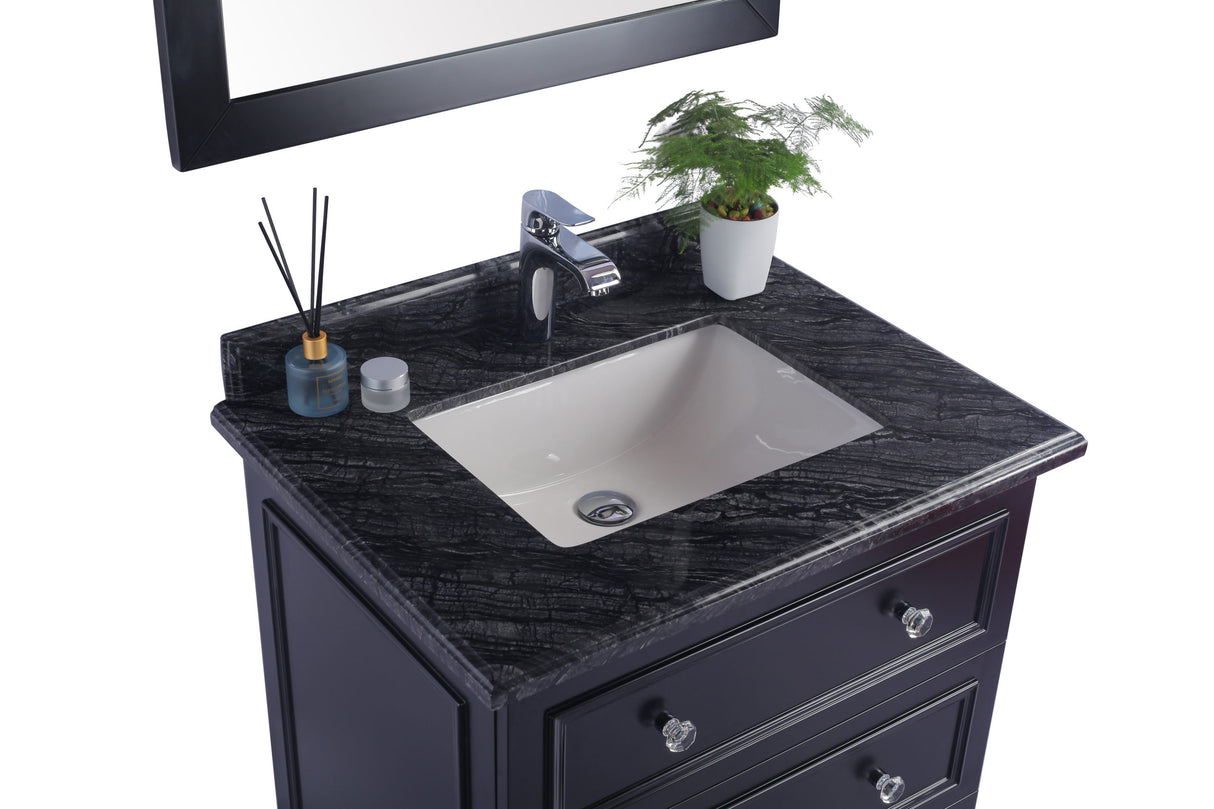 Luna 30" Espresso Bathroom Vanity with Black Wood Marble Countertop Laviva 313DVN-30E-BW