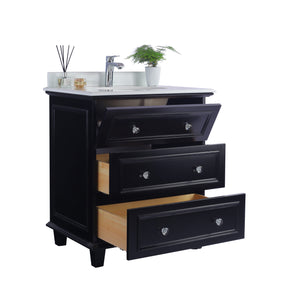 Luna 30" Espresso Bathroom Vanity with Pure White Phoenix Stone Countertop Laviva 313DVN-30E-PW