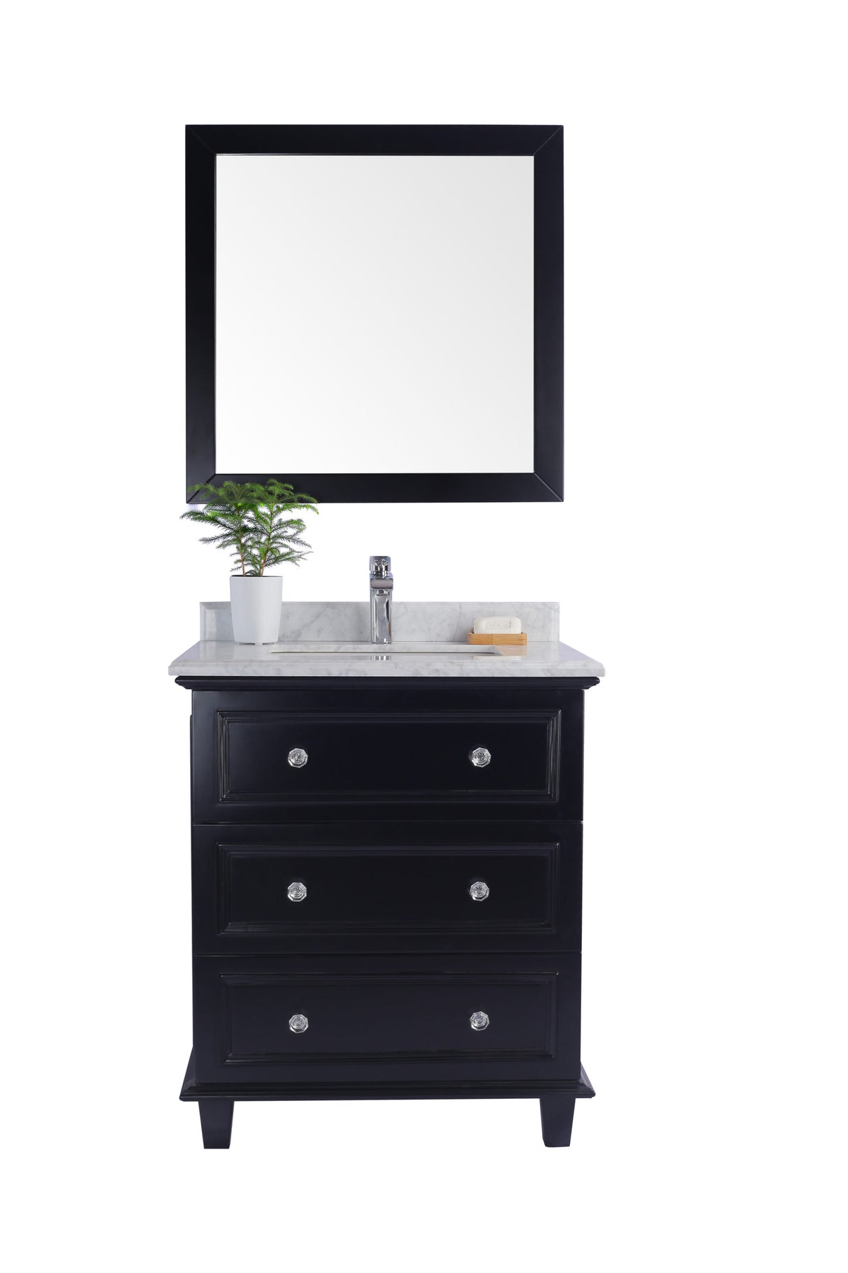 Luna 30" Espresso Bathroom Vanity with White Carrara Marble Countertop Laviva 313DVN-30E-WC