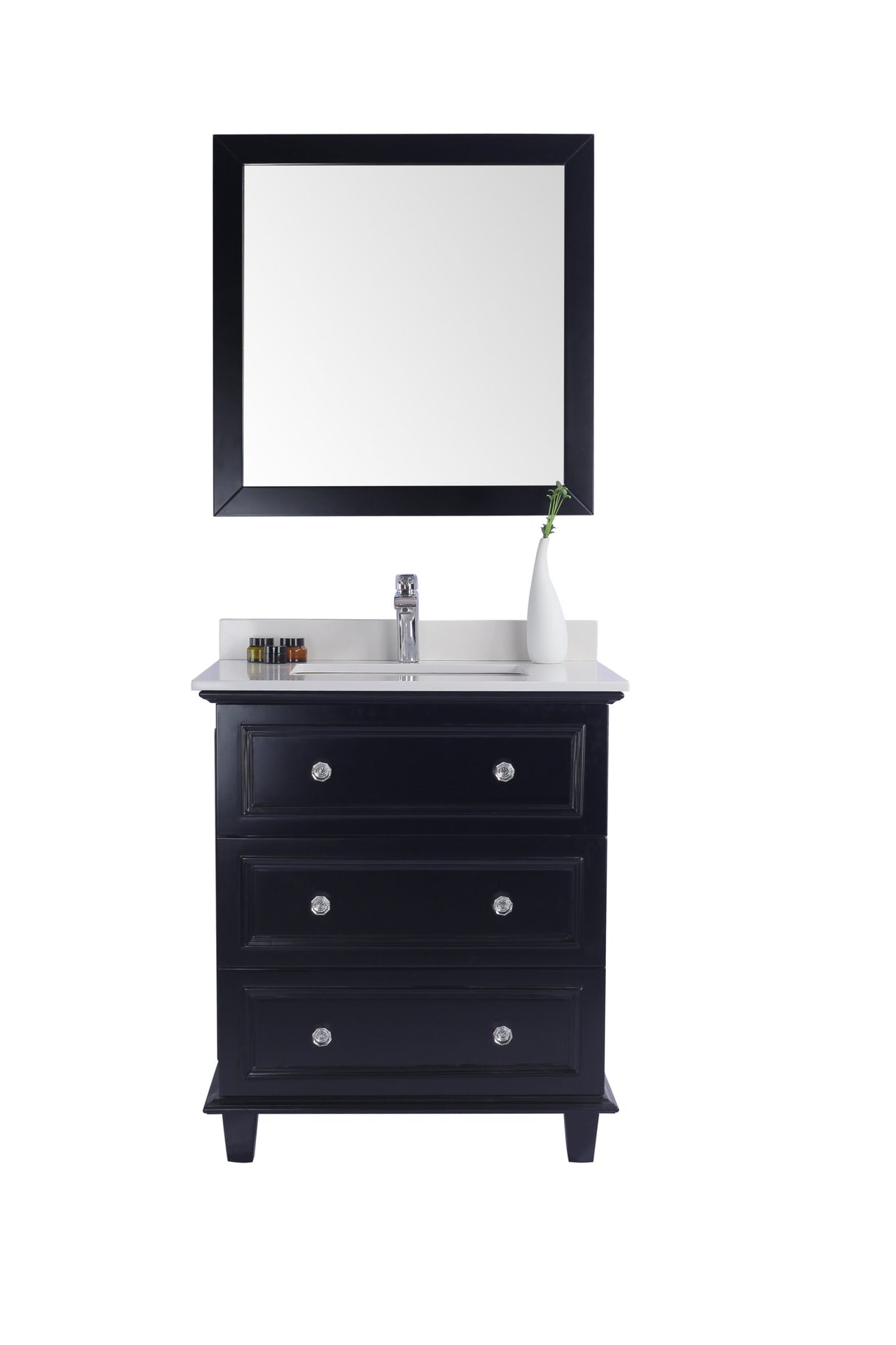 Luna 30" Espresso Bathroom Vanity with White Quartz  Countertop Laviva 313DVN-30E-WQ