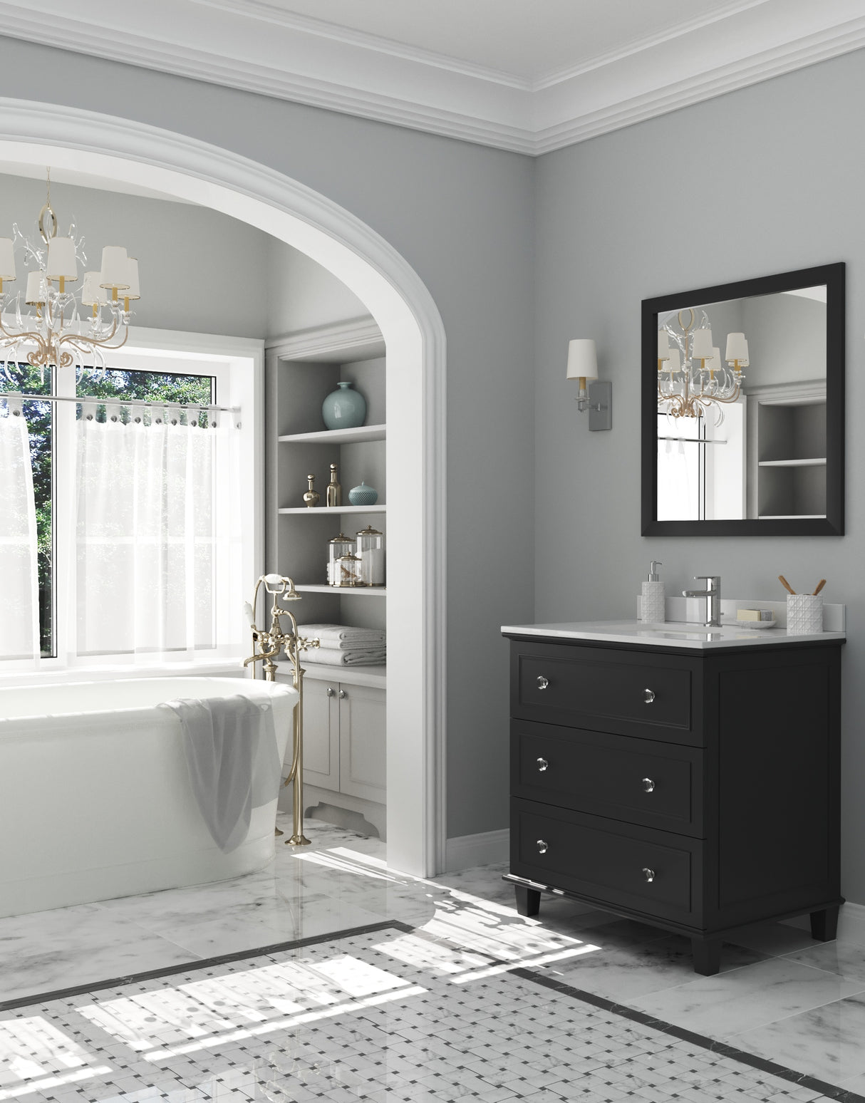 Luna 30" Espresso Bathroom Vanity with White Quartz  Countertop Laviva 313DVN-30E-WQ