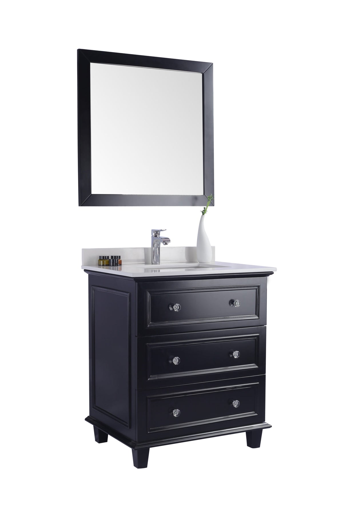 Luna 30" Espresso Bathroom Vanity with White Quartz  Countertop Laviva 313DVN-30E-WQ