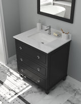 Luna 30" Espresso Bathroom Vanity with White Quartz  Countertop Laviva 313DVN-30E-WQ