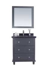 Luna 30" Maple Grey Bathroom Vanity with Black Wood Marble Countertop Laviva 313DVN-30G-BW