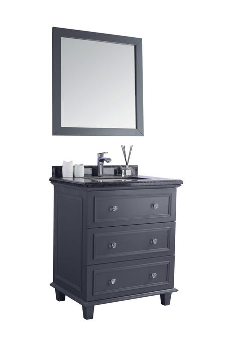 Luna 30" Maple Grey Bathroom Vanity with Black Wood Marble Countertop Laviva 313DVN-30G-BW