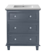 Luna 30" Maple Grey Bathroom Vanity with Matte White VIVA Stone Solid Surface Countertop Laviva 313DVN-30G-MW