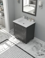 Luna 30" Maple Grey Bathroom Vanity with Matte White VIVA Stone Solid Surface Countertop Laviva 313DVN-30G-MW