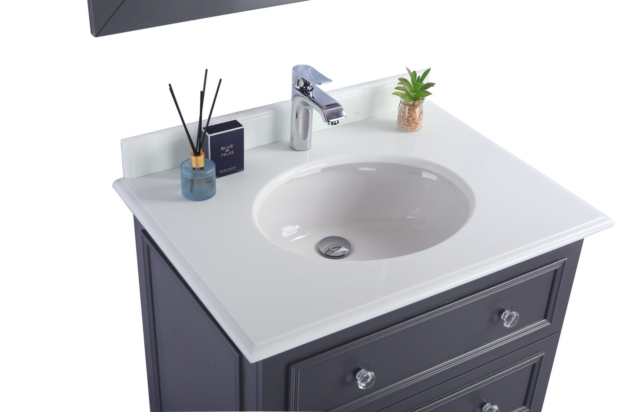 Luna 30" Maple Grey Bathroom Vanity with Pure White Phoenix Stone Countertop Laviva 313DVN-30G-PW