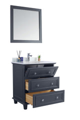 Luna 30" Maple Grey Bathroom Vanity with Pure White Phoenix Stone Countertop Laviva 313DVN-30G-PW