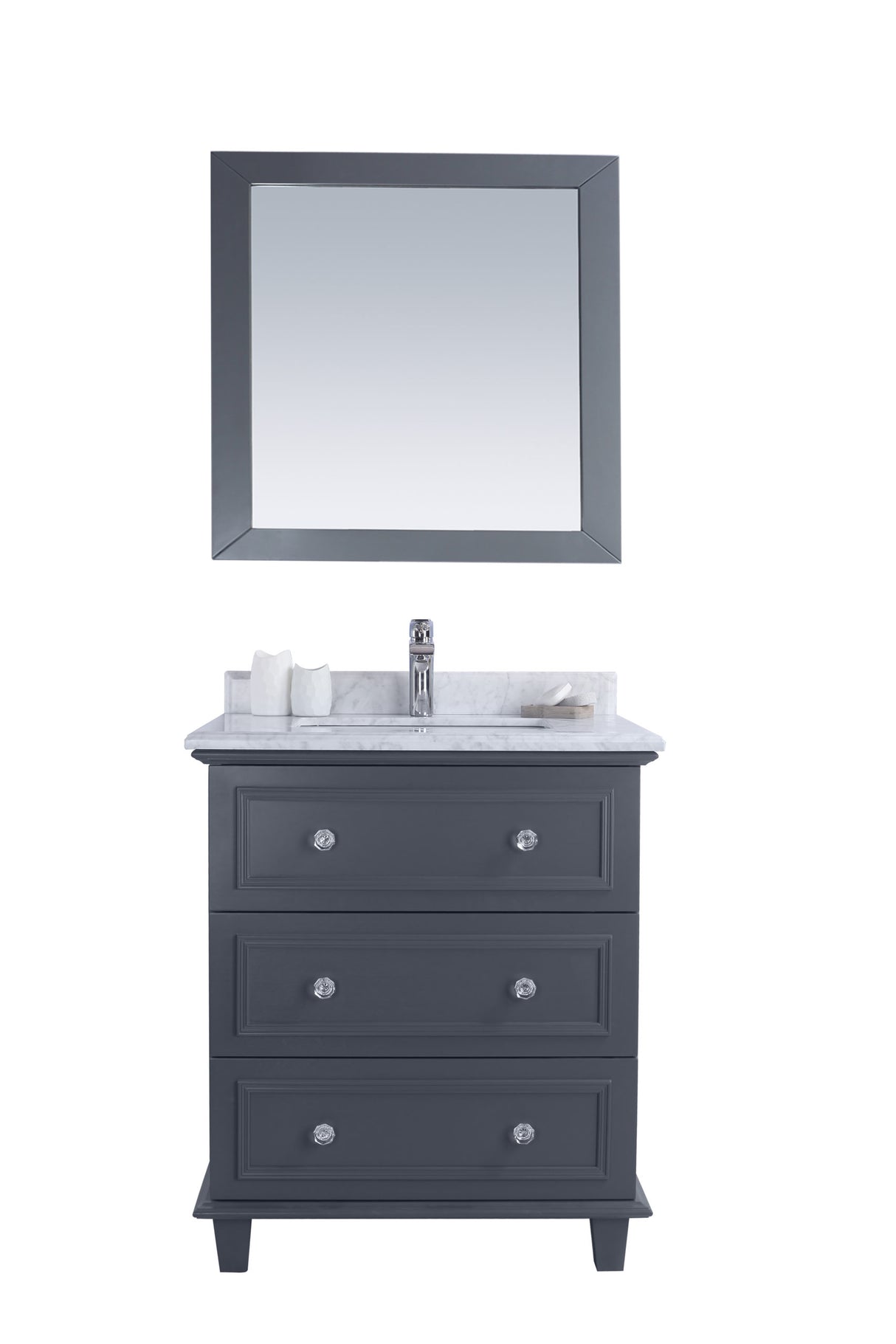 Luna 30" Maple Grey Bathroom Vanity with White Carrara Marble Countertop Laviva 313DVN-30G-WC