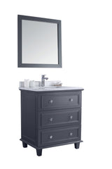 Luna 30" Maple Grey Bathroom Vanity with White Carrara Marble Countertop Laviva 313DVN-30G-WC