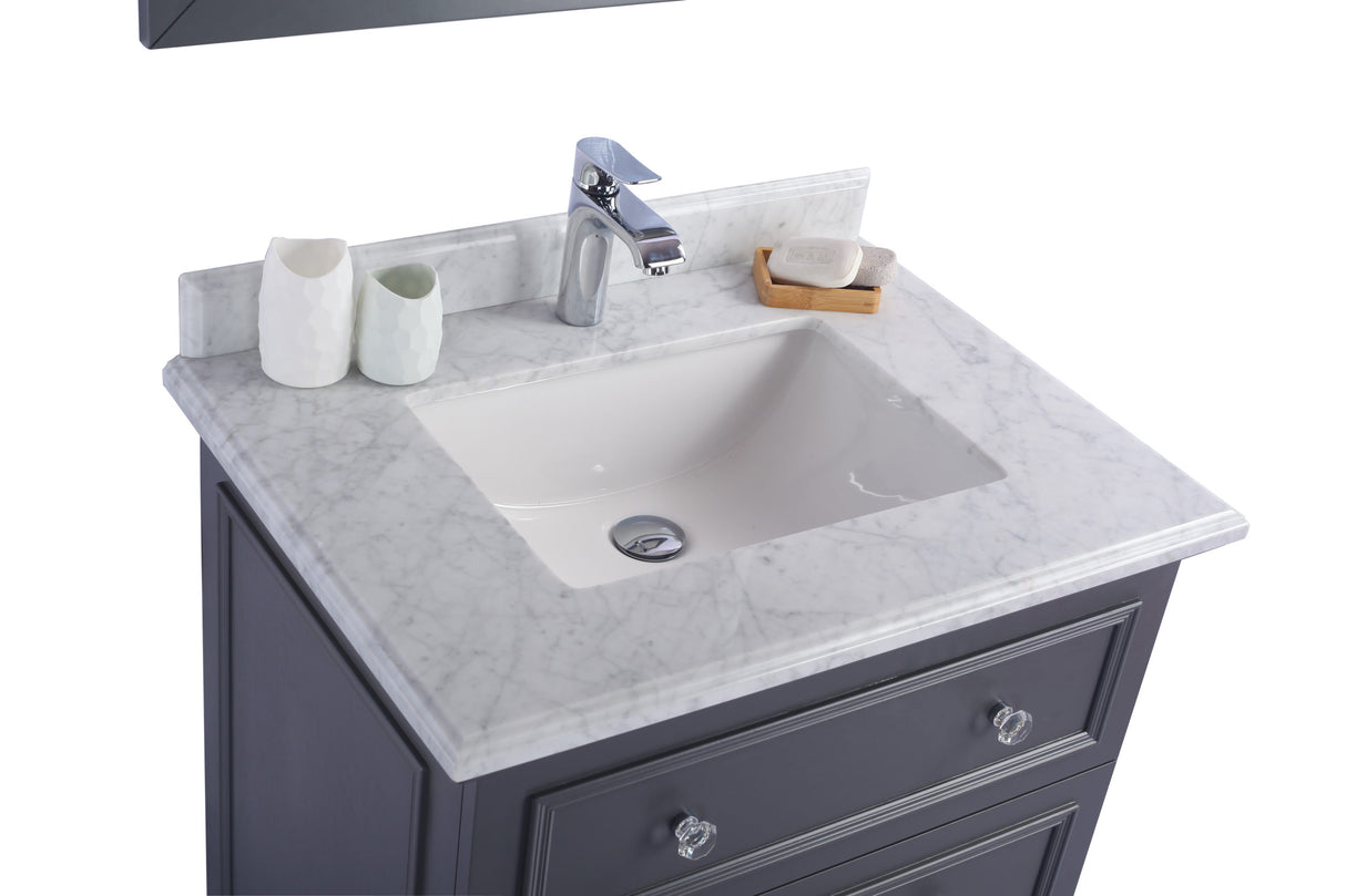Luna 30" Maple Grey Bathroom Vanity with White Carrara Marble Countertop Laviva 313DVN-30G-WC