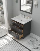 Luna 30" Maple Grey Bathroom Vanity with White Carrara Marble Countertop Laviva 313DVN-30G-WC