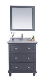 Luna 30" Maple Grey Bathroom Vanity with White Stripes Marble Countertop Laviva 313DVN-30G-WS