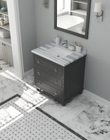 Luna 30" Maple Grey Bathroom Vanity with White Stripes Marble Countertop Laviva 313DVN-30G-WS