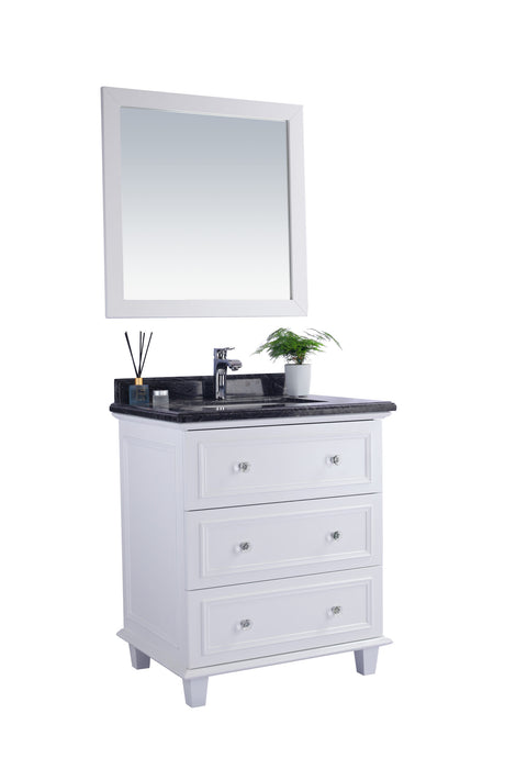 Luna 30" White Bathroom Vanity with Black Wood Marble Countertop Laviva 313DVN-30W-BW