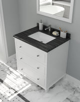 Luna 30" White Bathroom Vanity with Black Wood Marble Countertop Laviva 313DVN-30W-BW