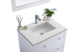 Luna 30" White Bathroom Vanity with Matte White VIVA Stone Solid Surface Countertop Laviva 313DVN-30W-MW