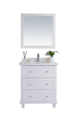 Luna 30" White Bathroom Vanity with Pure White Phoenix Stone Countertop Laviva 313DVN-30W-PW