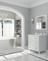 Luna 30" White Bathroom Vanity with Pure White Phoenix Stone Countertop Laviva 313DVN-30W-PW