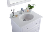 Luna 30" White Bathroom Vanity with Pure White Phoenix Stone Countertop Laviva 313DVN-30W-PW