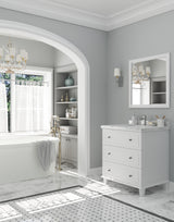 Luna 30" White Bathroom Vanity with White Carrara Marble Countertop Laviva 313DVN-30W-WC