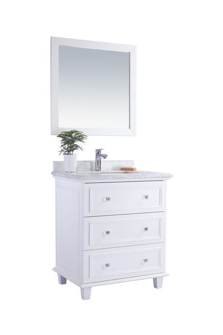 Luna 30" White Bathroom Vanity with White Carrara Marble Countertop Laviva 313DVN-30W-WC