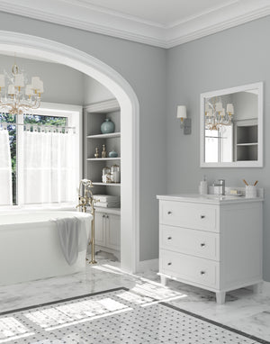 Luna 30" White Bathroom Vanity with White Quartz Countertop Laviva 313DVN-30W-WQ