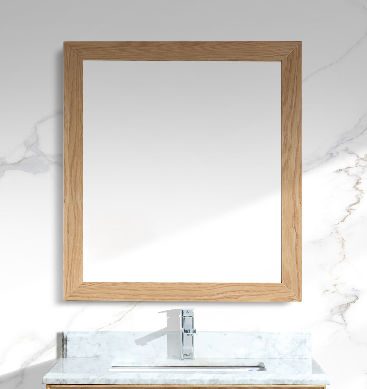 Sterling 30" Framed Square California White Oak Mirror Laviva 313FF-3030CO