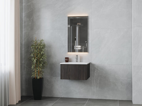 Legno 24" Carbon Oak Bathroom Vanity with Matte White VIVA Stone Solid Surface Countertop Laviva 313LGN-24CR-MW