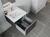 Legno 24" Carbon Oak Bathroom Vanity with Matte White VIVA Stone Solid Surface Countertop Laviva 313LGN-24CR-MW