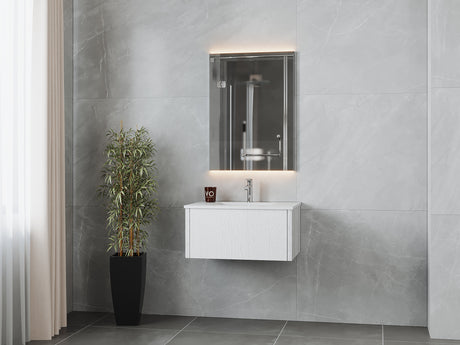 Legno 30" Alabaster White Bathroom Vanity with Matte White VIVA Stone Solid Surface Countertop Laviva 313LGN-30AW-MW