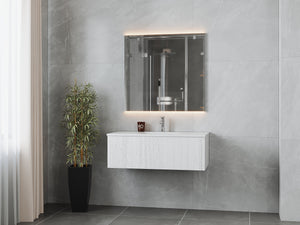 Legno 42" Alabaster White Bathroom Vanity with Matte White VIVA Stone Solid Surface Countertop Laviva 313LGN-42AW-MW