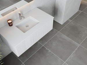 Legno 42" Alabaster White Bathroom Vanity with Matte White VIVA Stone Solid Surface Countertop Laviva 313LGN-42AW-MW