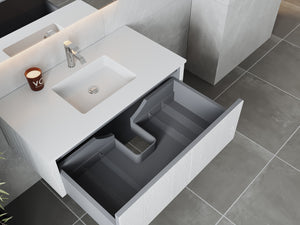 Legno 42" Alabaster White Bathroom Vanity with Matte White VIVA Stone Solid Surface Countertop Laviva 313LGN-42AW-MW