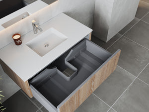 Legno 42" Weathered Grey Bathroom Vanity with Matte White VIVA Stone Solid Surface Countertop Laviva 313LGN-42WG-MW