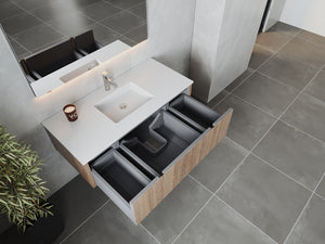 Legno 48" Weathered Grey Bathroom Vanity with Matte White VIVA Stone Solid Surface Countertop Laviva 313LGN-48WG-MW