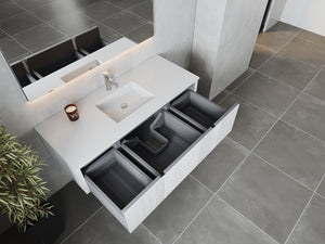 Legno 54" Alabaster White Bathroom Vanity with Matte White VIVA Stone Solid Surface Countertop Laviva 313LGN-54AW-MW