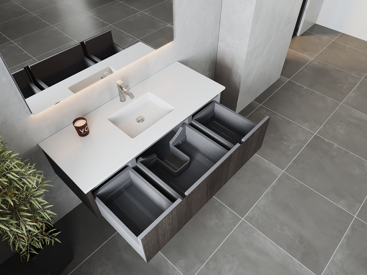 Legno 54" Carbon Oak Bathroom Vanity with Matte White VIVA Stone Solid Surface Countertop Laviva 313LGN-54CR-MW