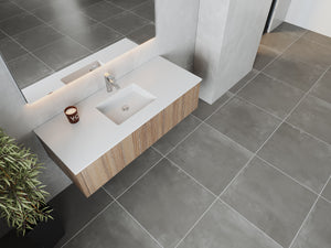 Legno 54" Weathered Grey Bathroom Vanity with Matte White VIVA Stone Solid Surface Countertop Laviva 313LGN-54WG-MW
