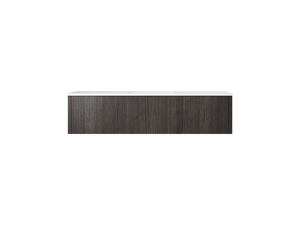 Legno 60" Carbon Oak Single Sink Bathroom Vanity with Matte White VIVA Stone Solid Surface Countertop Laviva 313LGN-60CCR-MW
